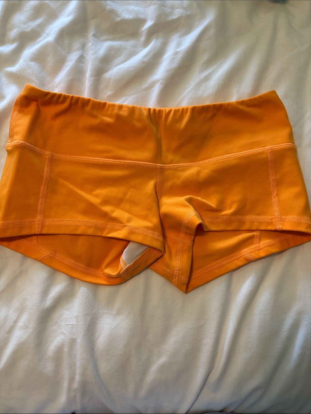Women's Orange Athletic Shorts - High-Waist Performance
